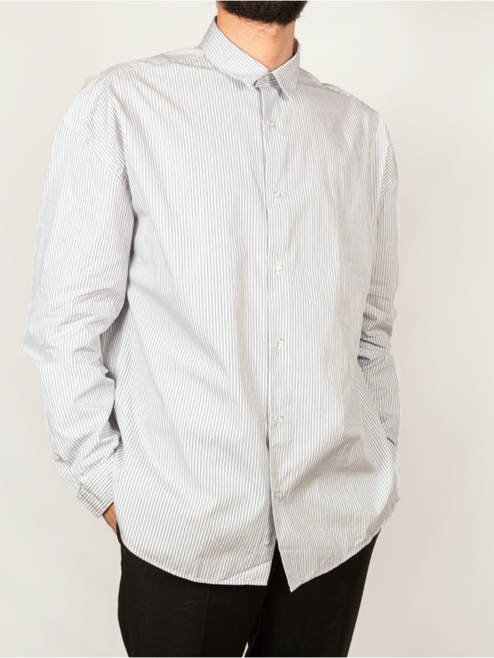 The Kooples Oversized Striped Shirt White Blue NWT Size 1 Men’s Small Medium Fit